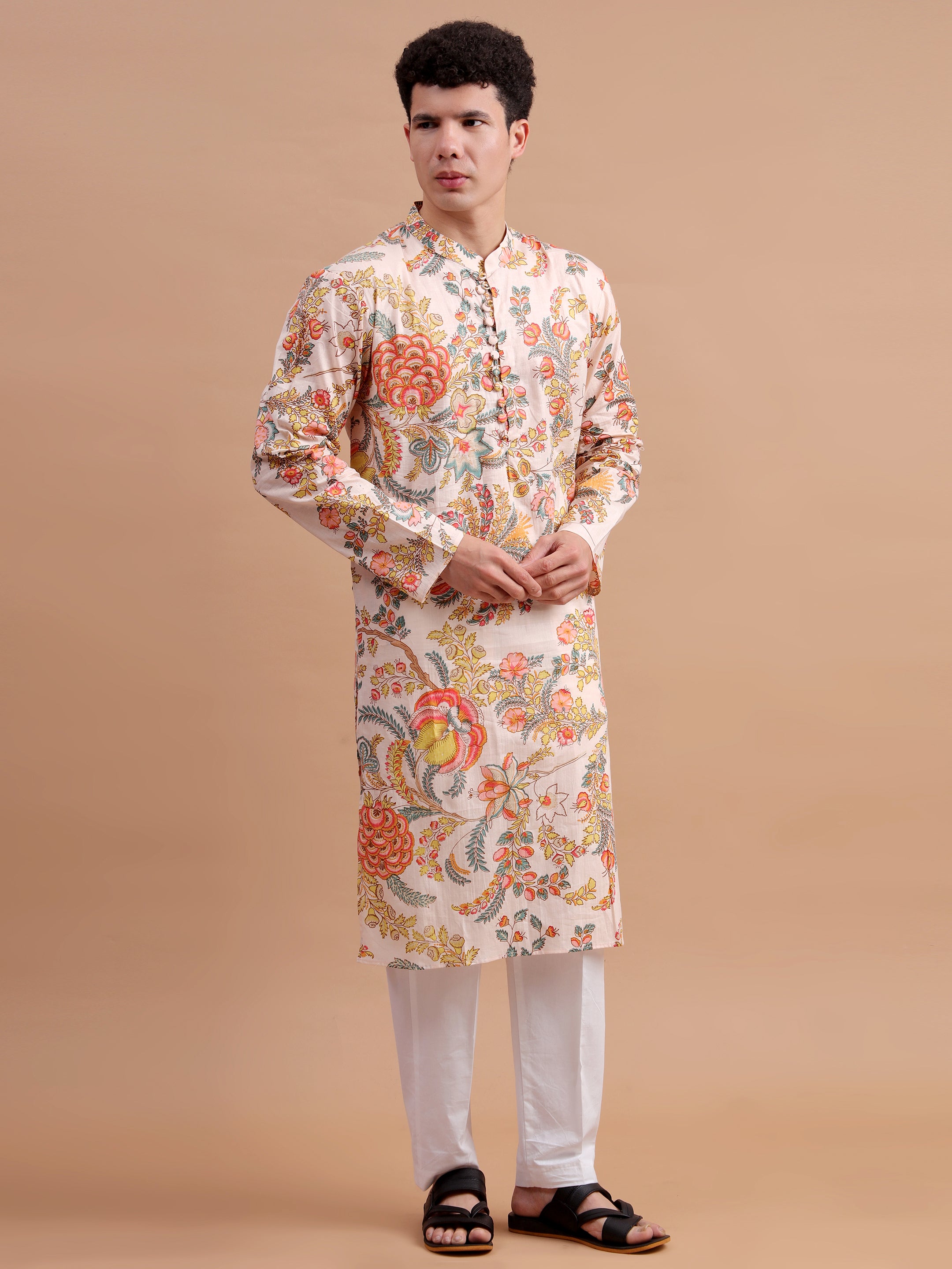 Beige Men Kurta Set