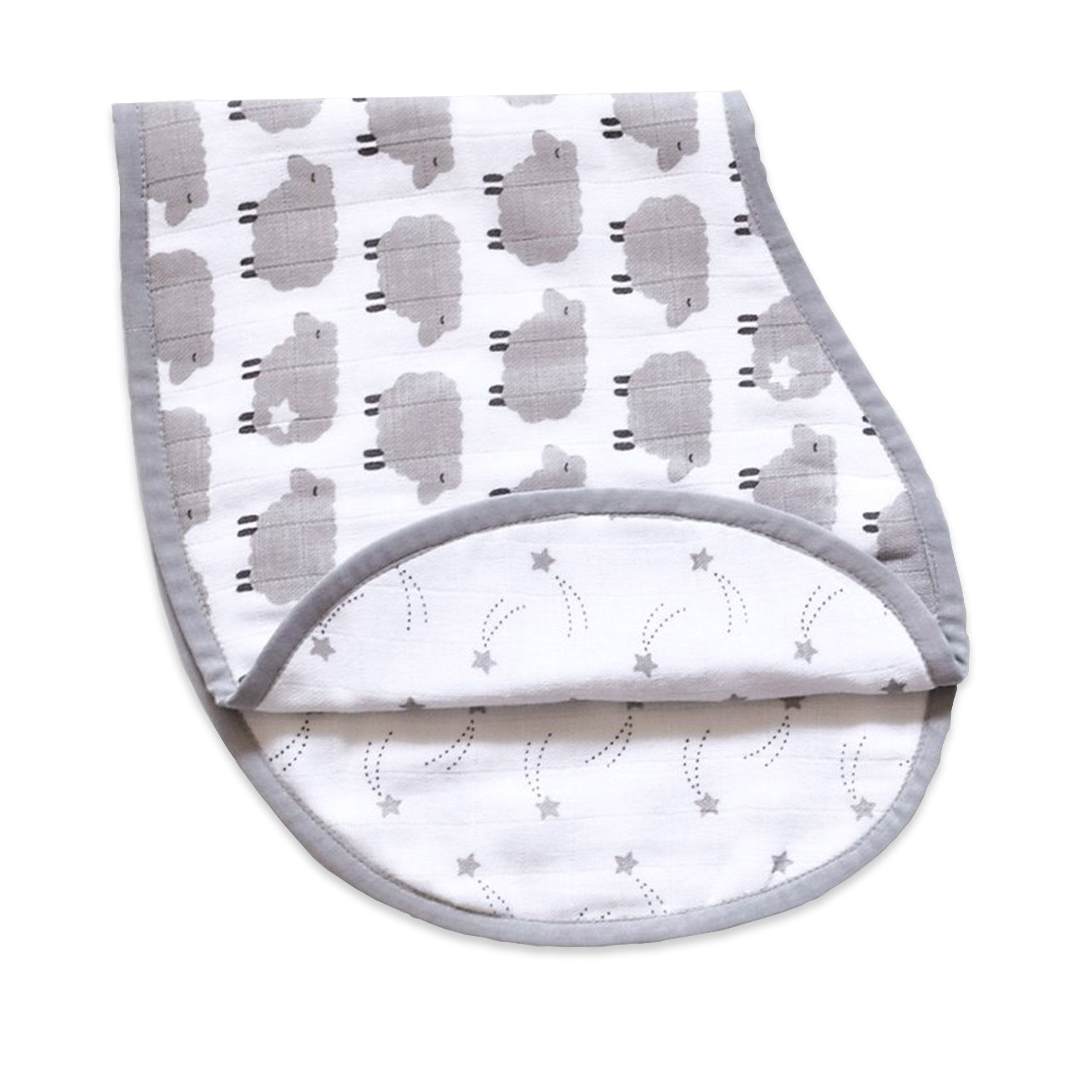 Organic Muslin Burp Cloth & Bib | Pack of 2 – Sheep & Stars