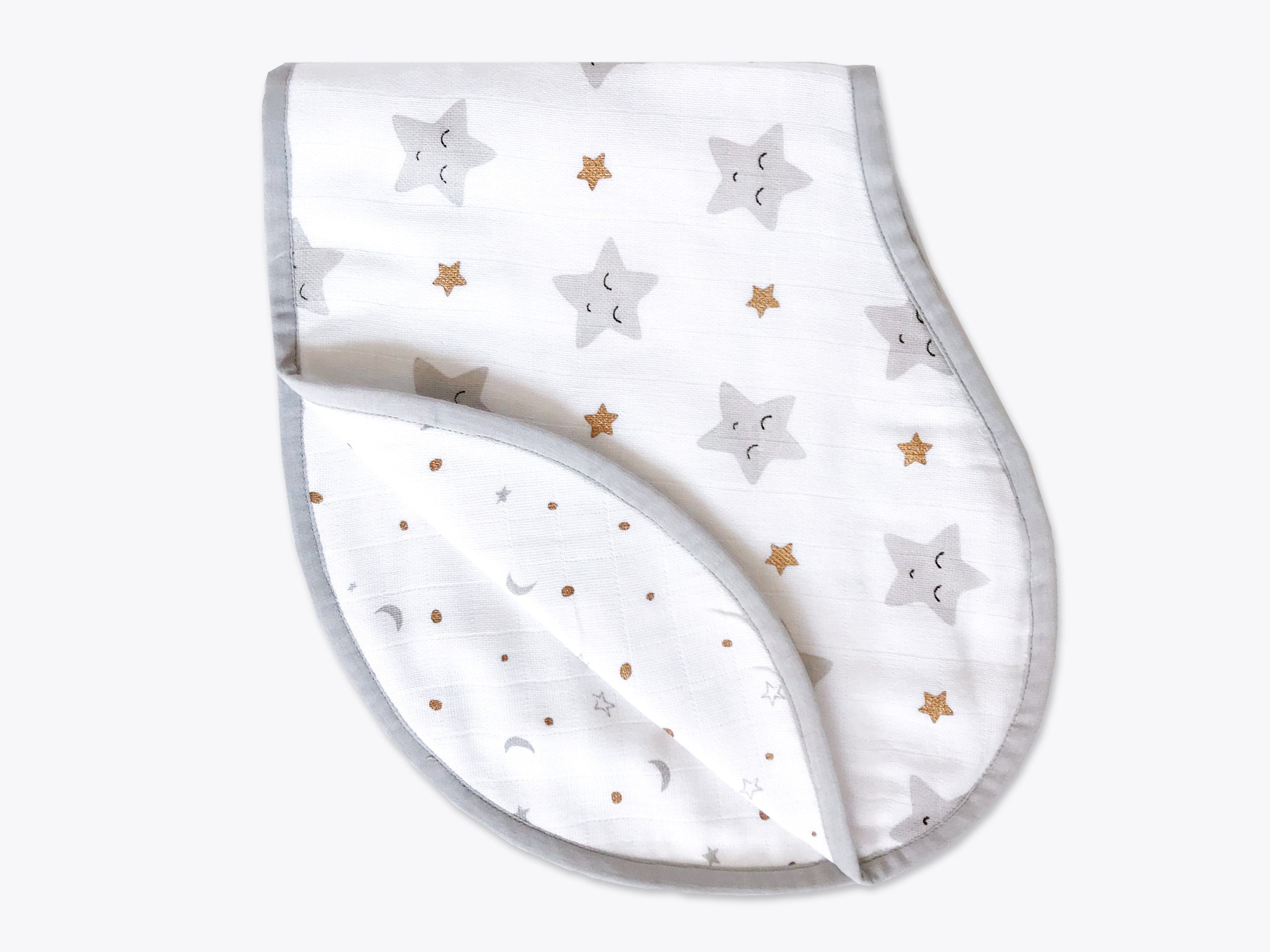 Organic Muslin Burp Cloth & Bib | Pack of 2 – Sheep & Stars