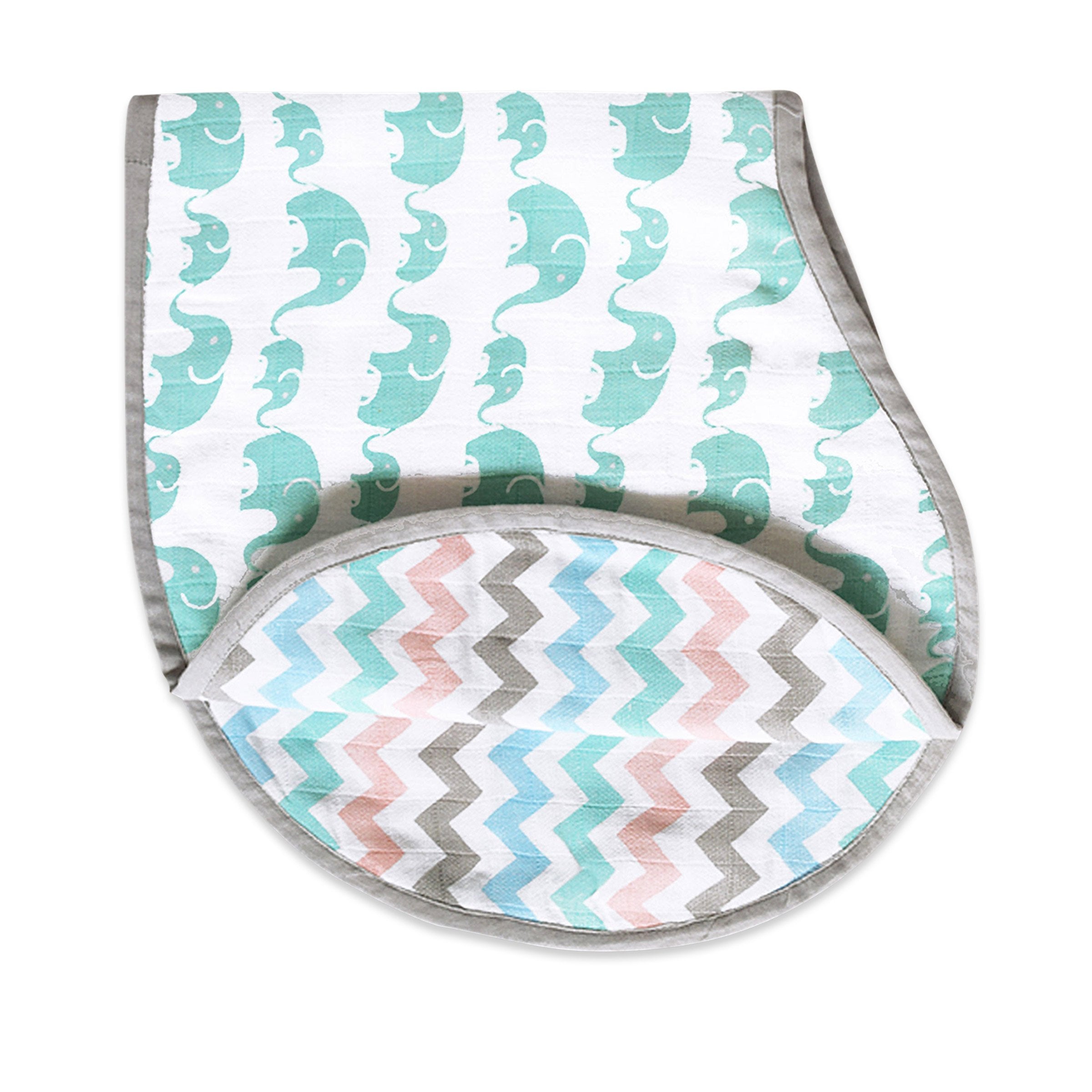 Organic Muslin Burp Cloth & Bib | Pack of 2 – Toucan & Elephant