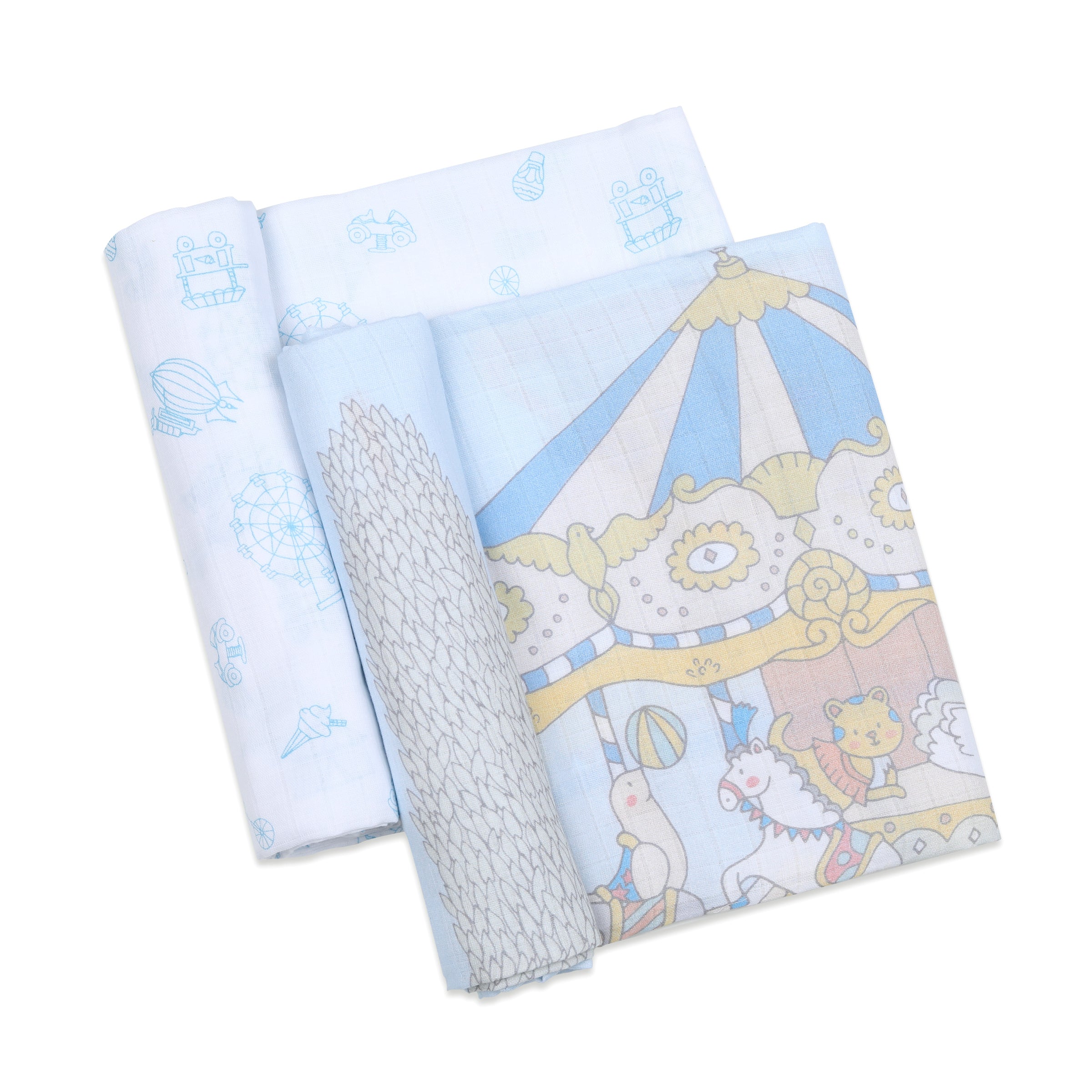 Organic Muslin Swaddles - Set of 2 - Carnival Blue