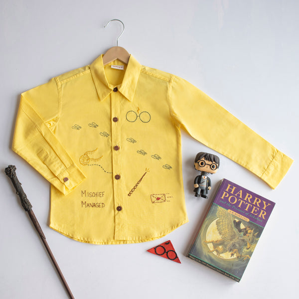 Potter - Magic Inspired Embroidered Unisex Shirt - Yellow - Totdot