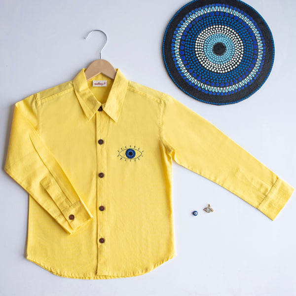Evil Eye Embroidered Unisex Shirt - Yellow - Totdot
