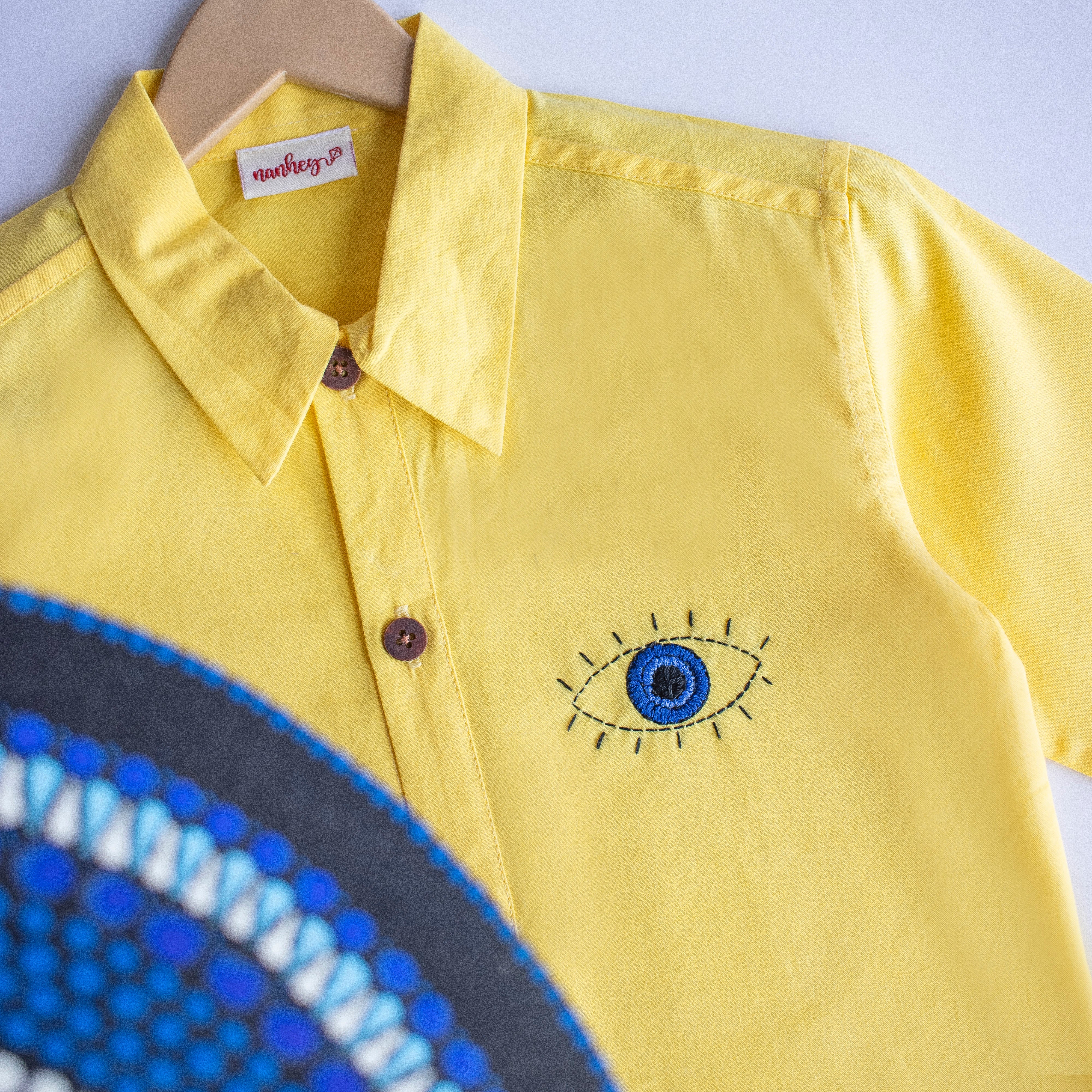 Evil Eye Embroidered Unisex Shirt - Yellow - Totdot