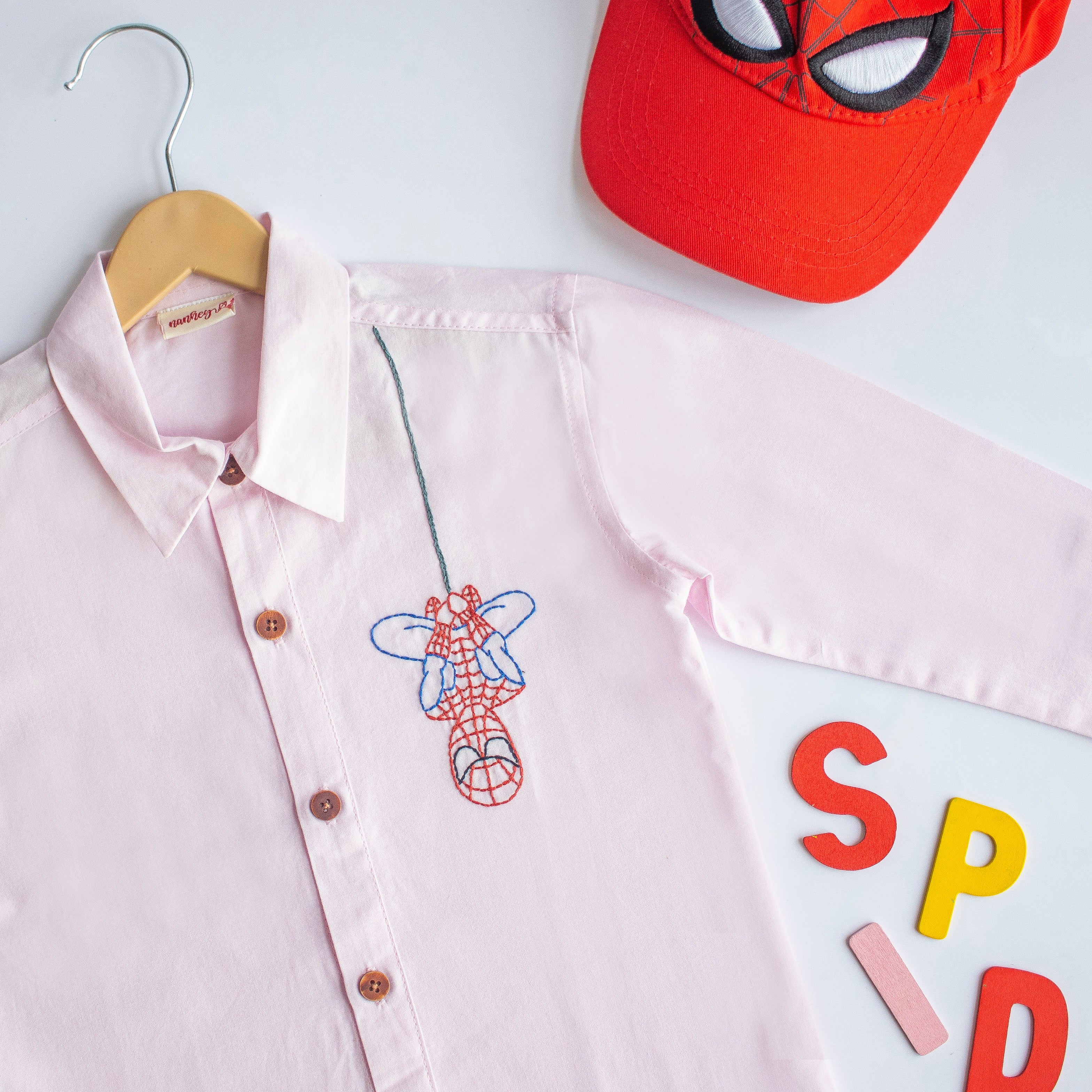 Spidey Embroidered Shirt - Light Pink - Totdot