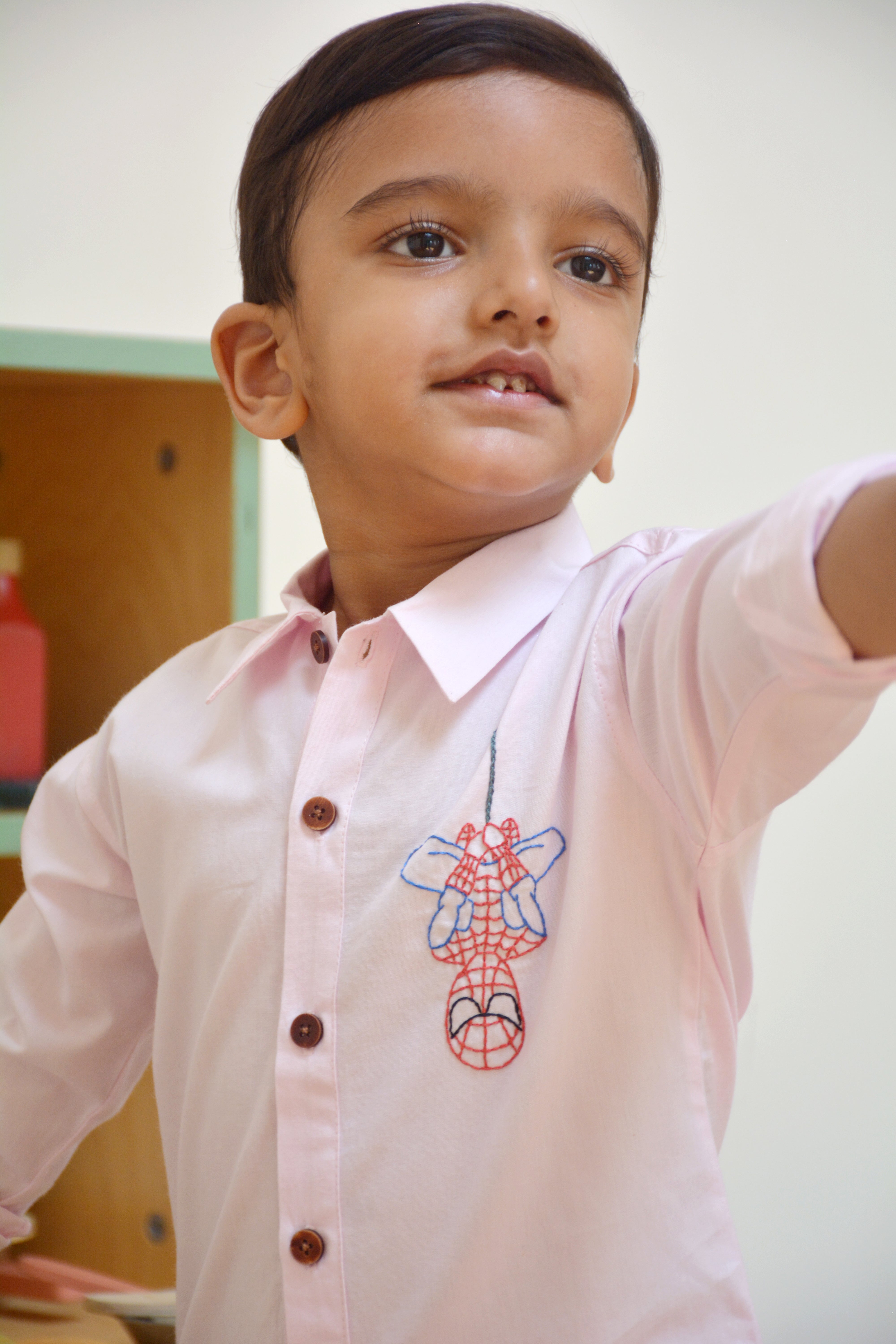 Spidey Embroidered Shirt - Light Pink - Totdot