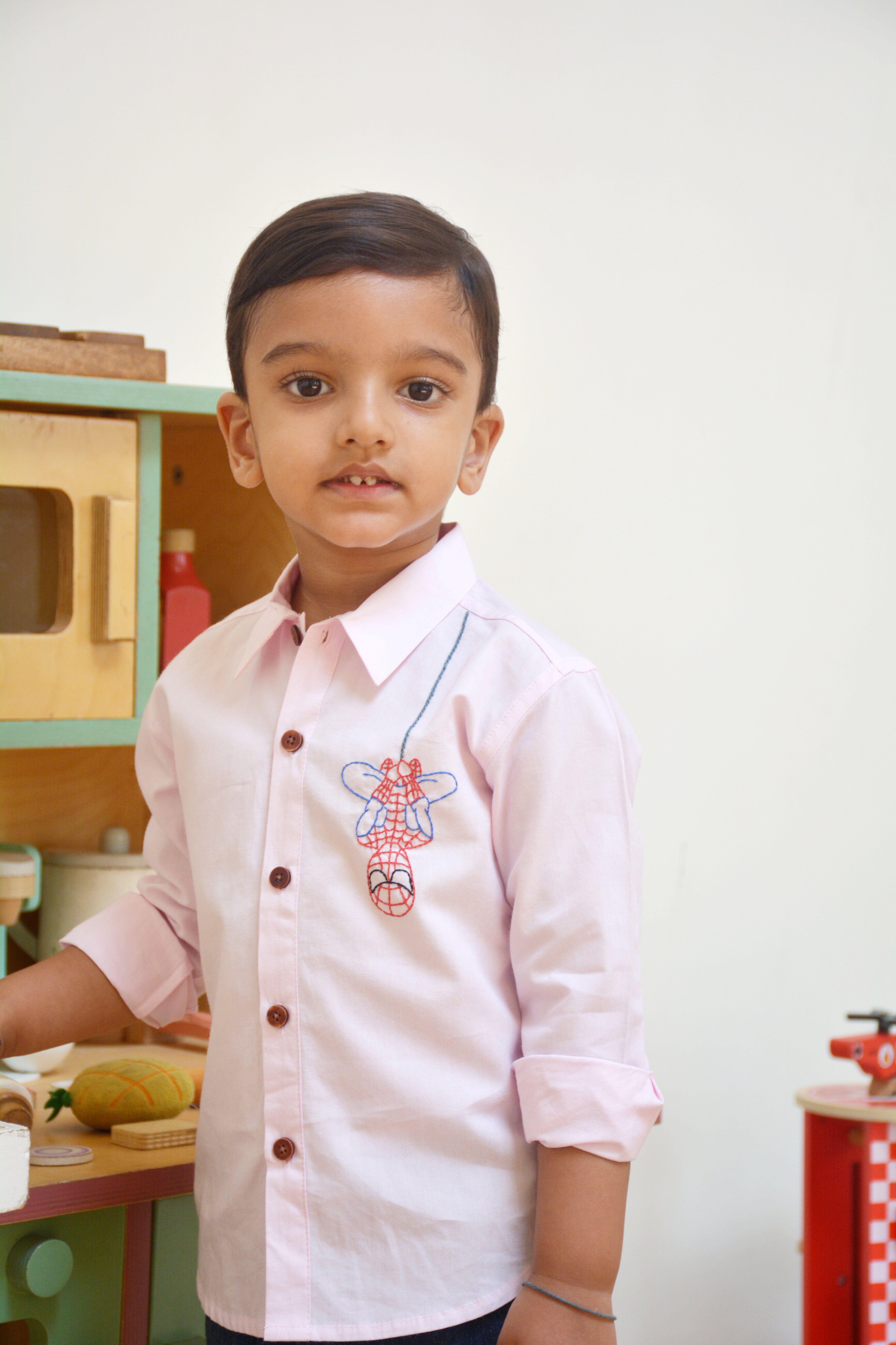 Spidey Embroidered Shirt - Light Pink - Totdot