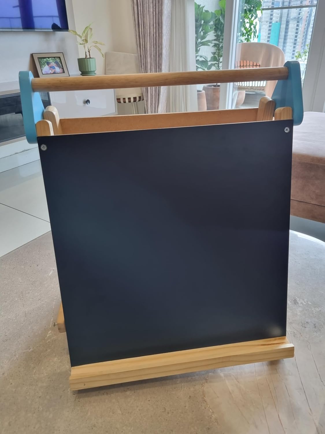 3-in-1 Wooden Tabletop Easel with Blackboard, Whiteboard, Paper Roll, & Accessories