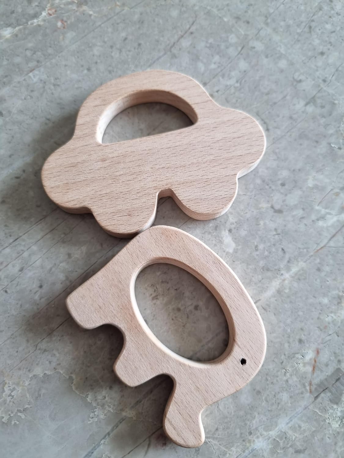 Wooden Car & Elefant Teether Set | Beech Wood Teether for Babies