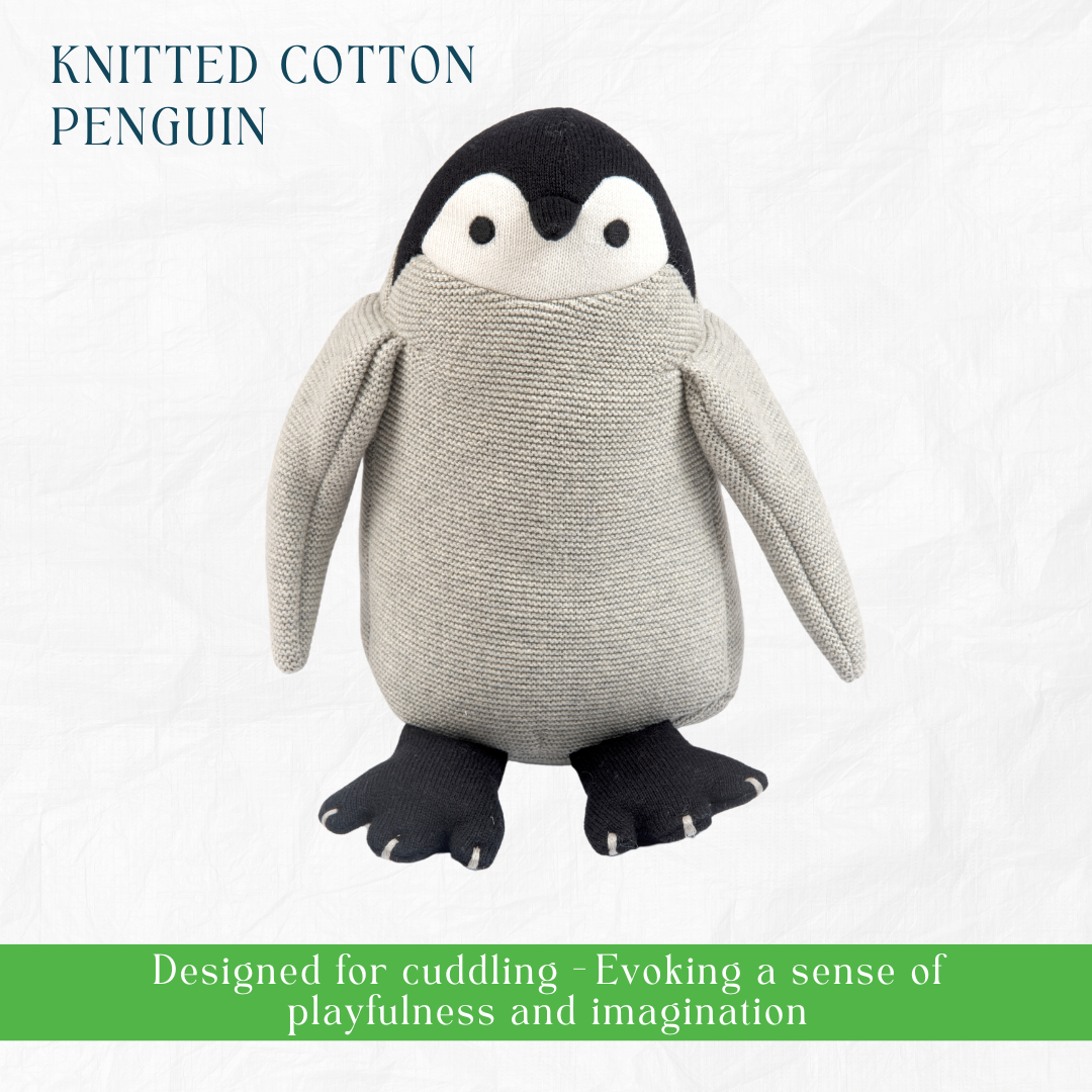 Newborn Gift SetKnitted Cotton Blanket, Penguin Plush Toy, Elephant & Car Teether