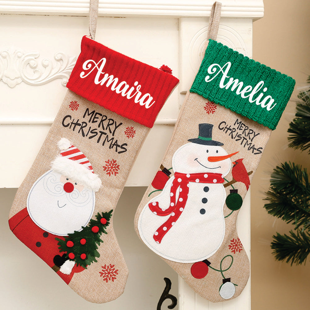 Vintage Vibe Stockings - Happy Santa