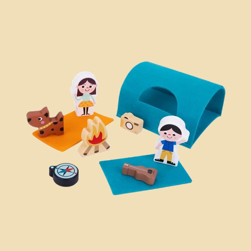 Little Camper Wooden camping toy, little camping toys set, camping play set for toddlers, kids camping set,kids camping toddler toys set.