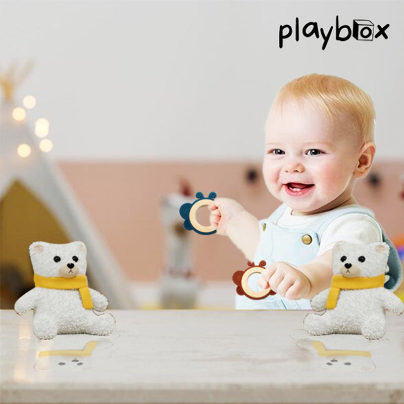 Wooden Butterfly Teether in Assorted Colours, Baby Teething Toys Silicone Teethers BPA Free Silicone Rudder with Wooden Ring Soothe Babies Gums