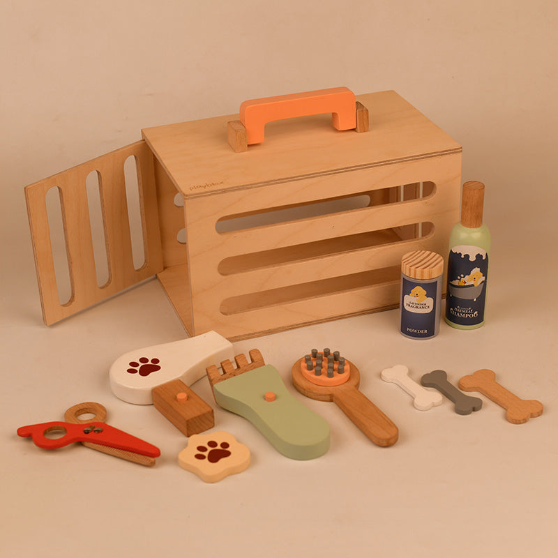 Pet Grooming Play Set Wooden Toy