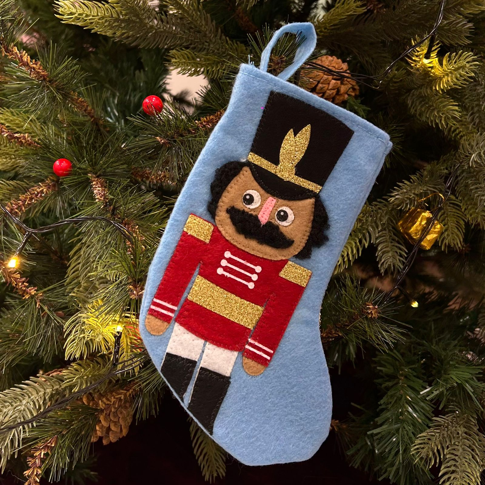 8" Nutcracker Mini Stocking - Blue