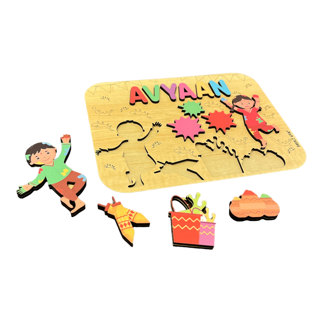 Holi Personalised Wooden Name Puzzle - Rangoli Riddles