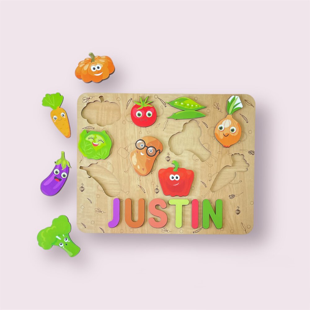 Personalised Wooden Name Puzzle- Vegetables