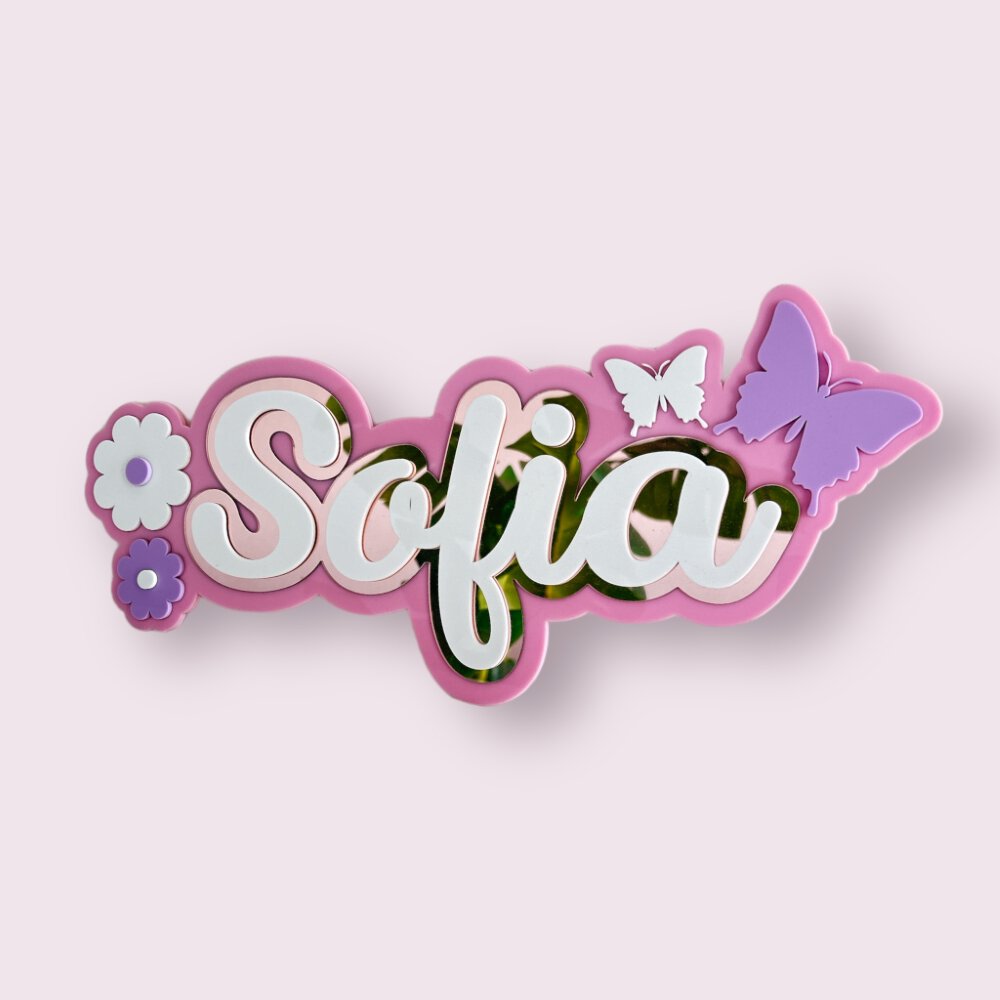 Winged Petals - 3 Layer Name Plaque