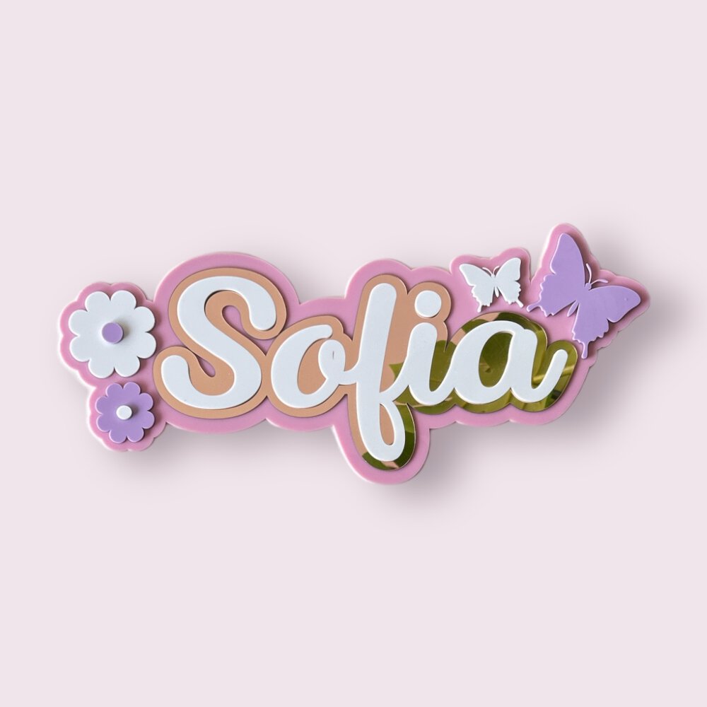 Winged Petals - 3 Layer Name Plaque