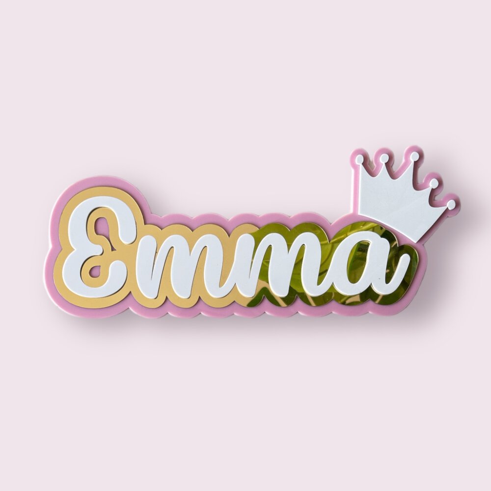 Gold White with Multiple Motif - 3 Layer Name Plaque