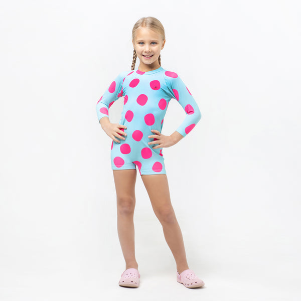 Pink and Blue Polka Dots Surfing Time Wetsuits