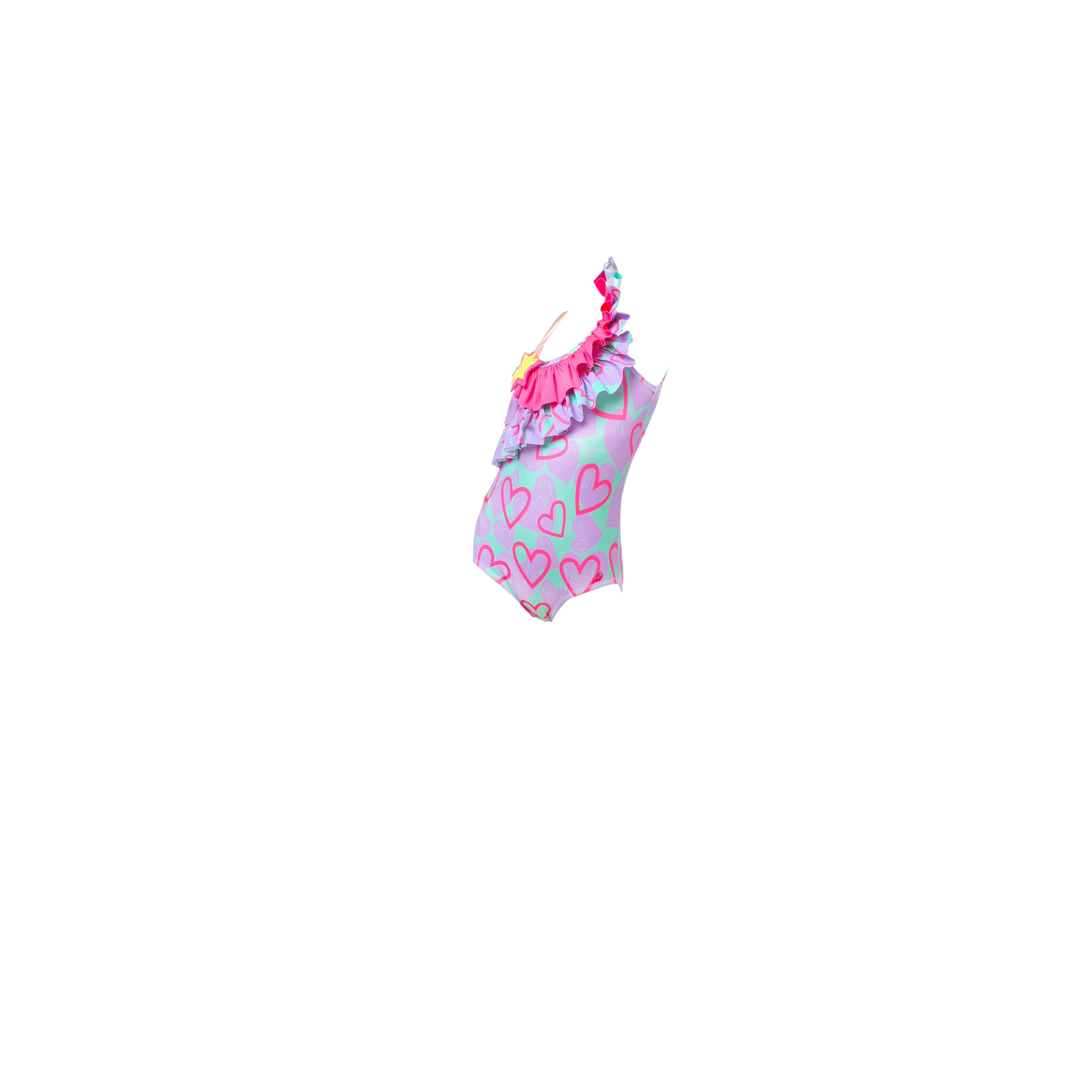 Pink and Blue Sketched Hearts Tropical Squeeze Maillots