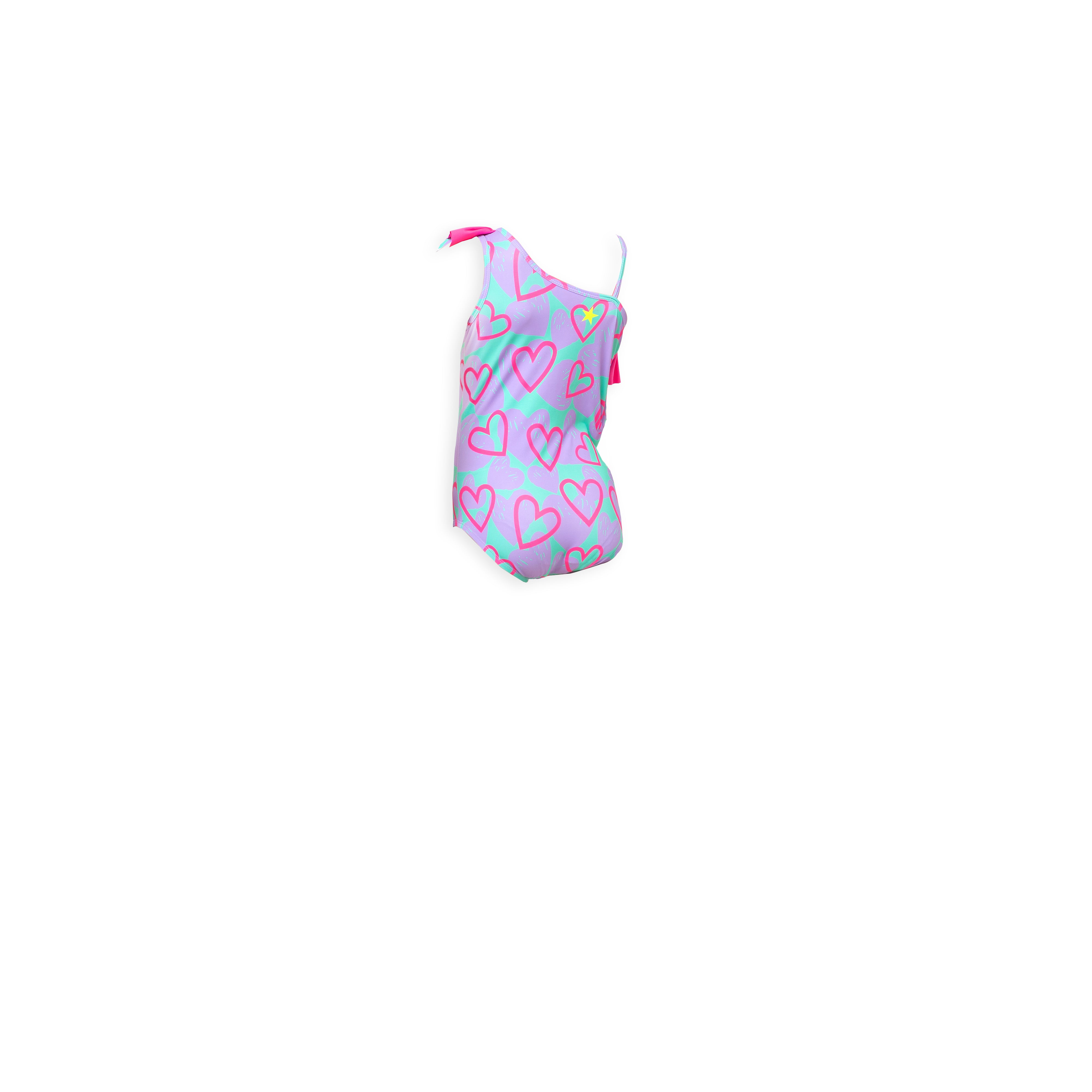 Pink and Blue Sketched Hearts Tropical Squeeze Maillots