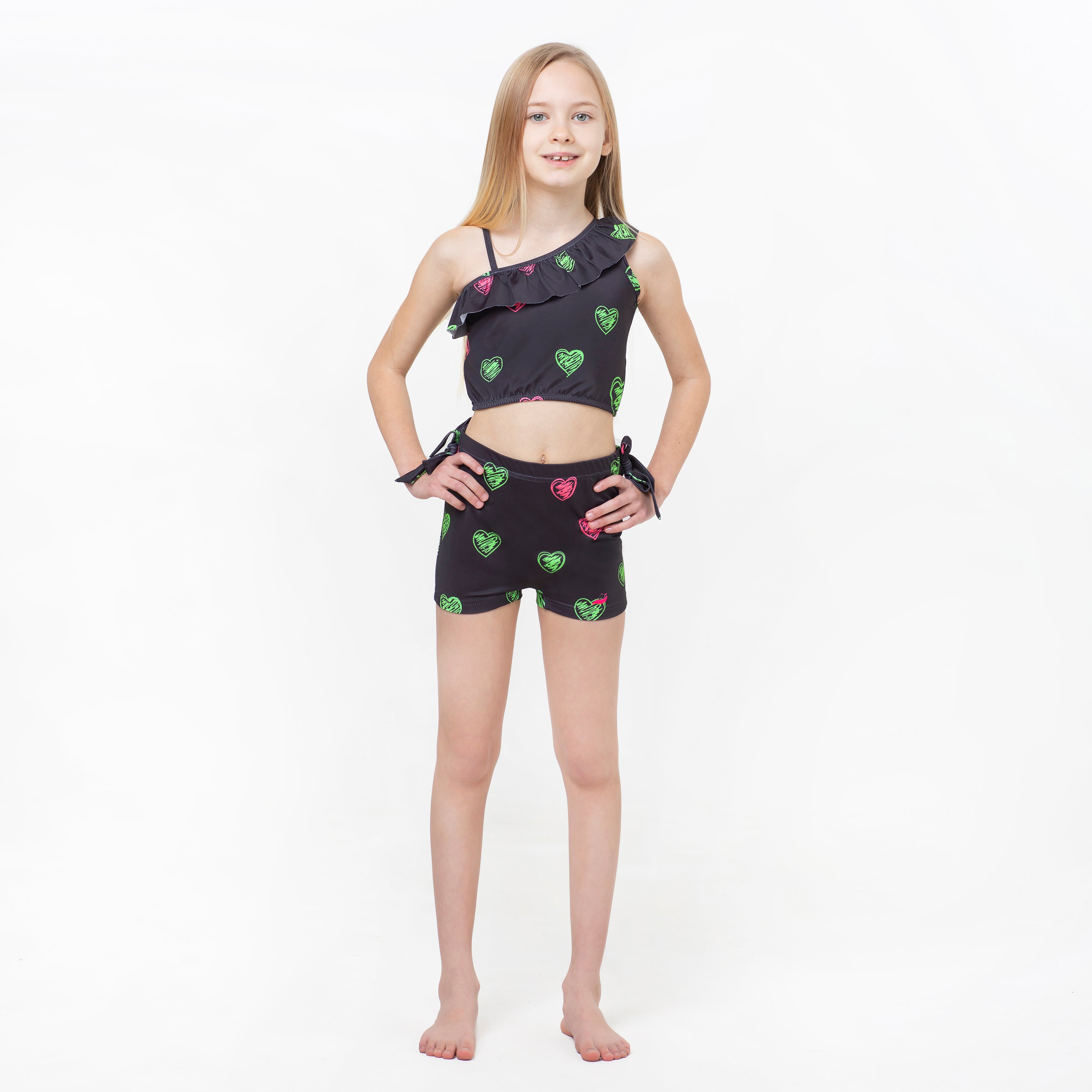 Pink and Green Hearts Waterfall Cove Tankini