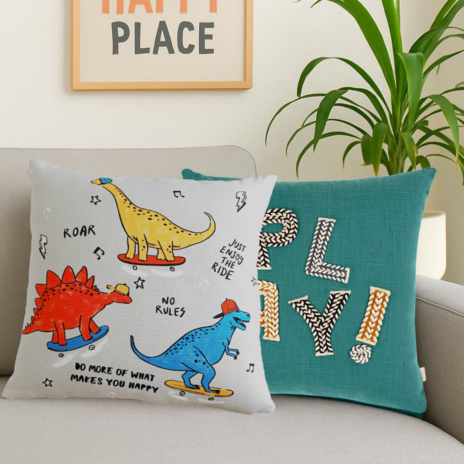 Playtime & Dino Rock N Roll Cushion Cover Combo