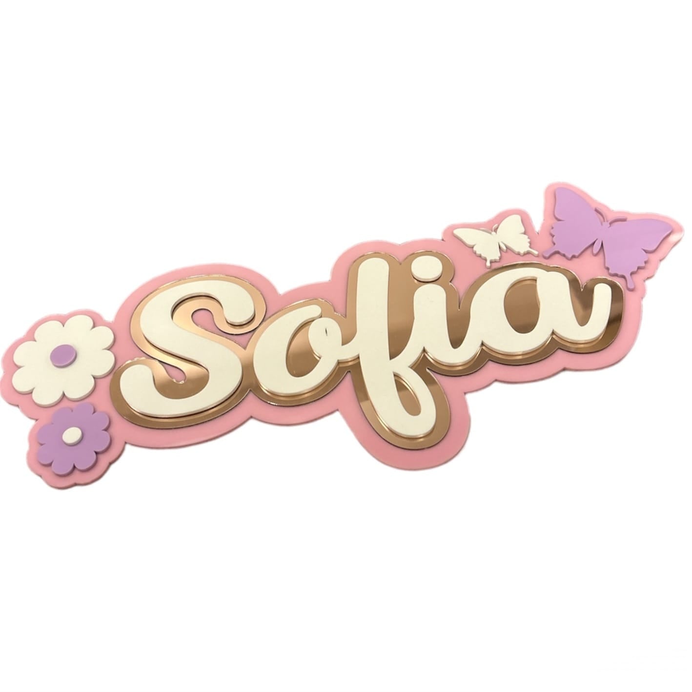 Winged Petals - 3 Layer Name Plaque