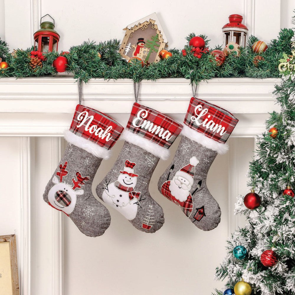 Silver Bells Stocking - Snowy Snowman