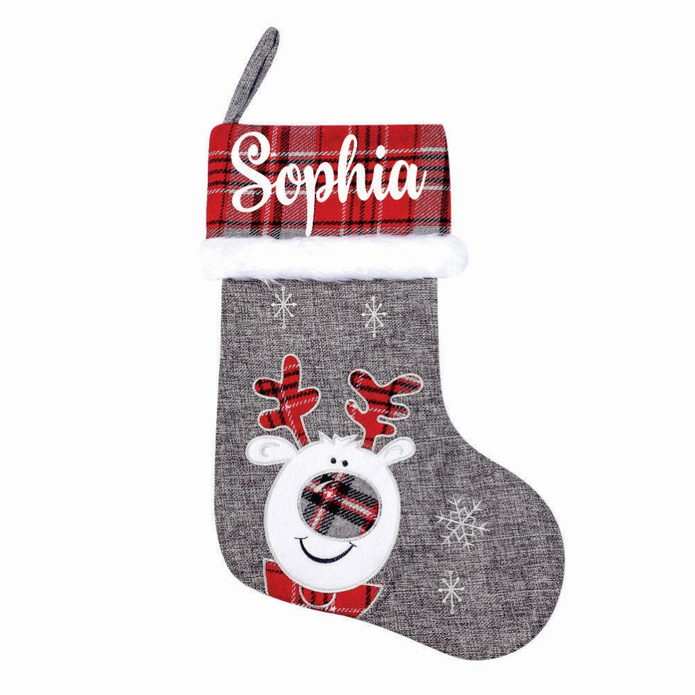 Silver Bells Stocking - Merry Moose