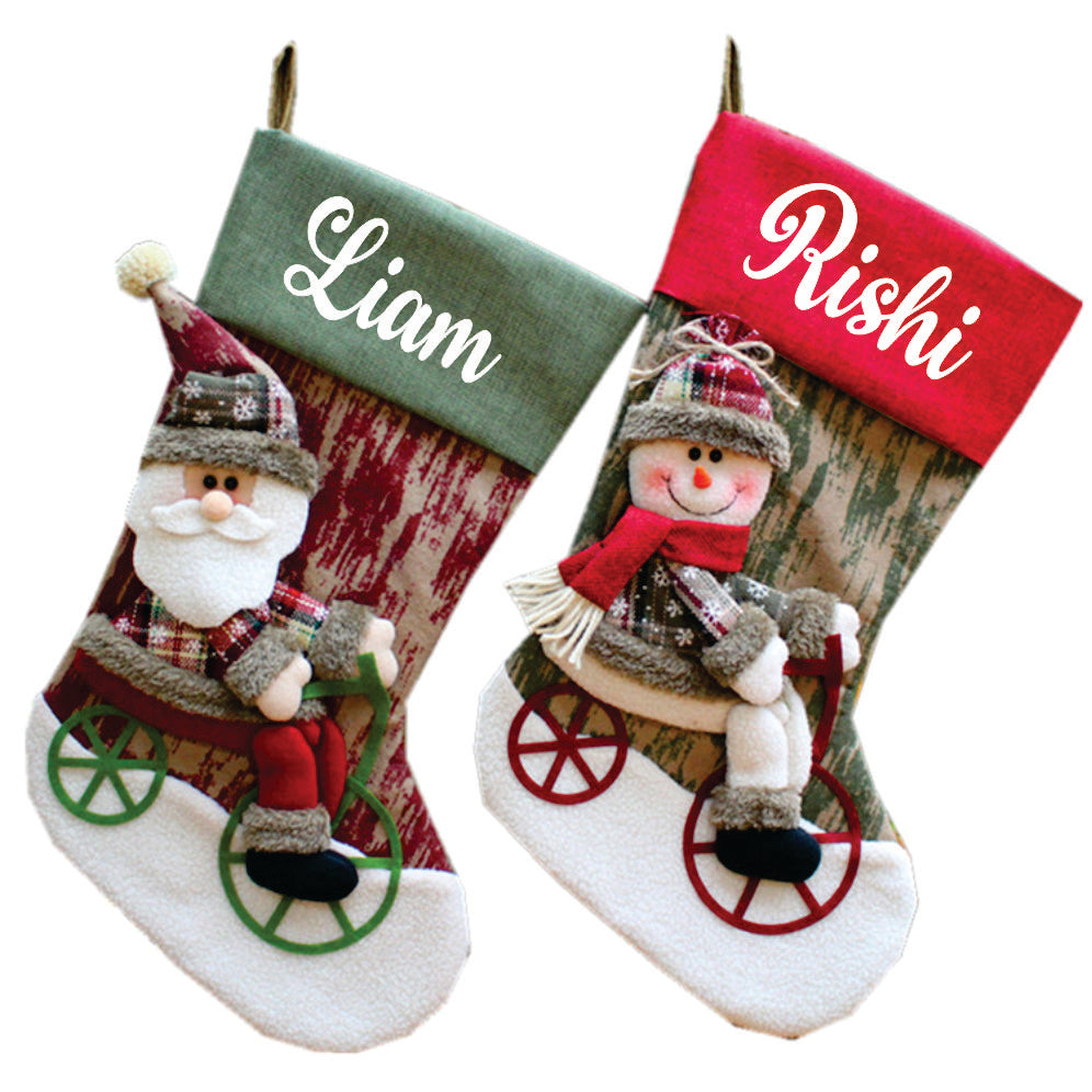 Santa On A Bike Stocking