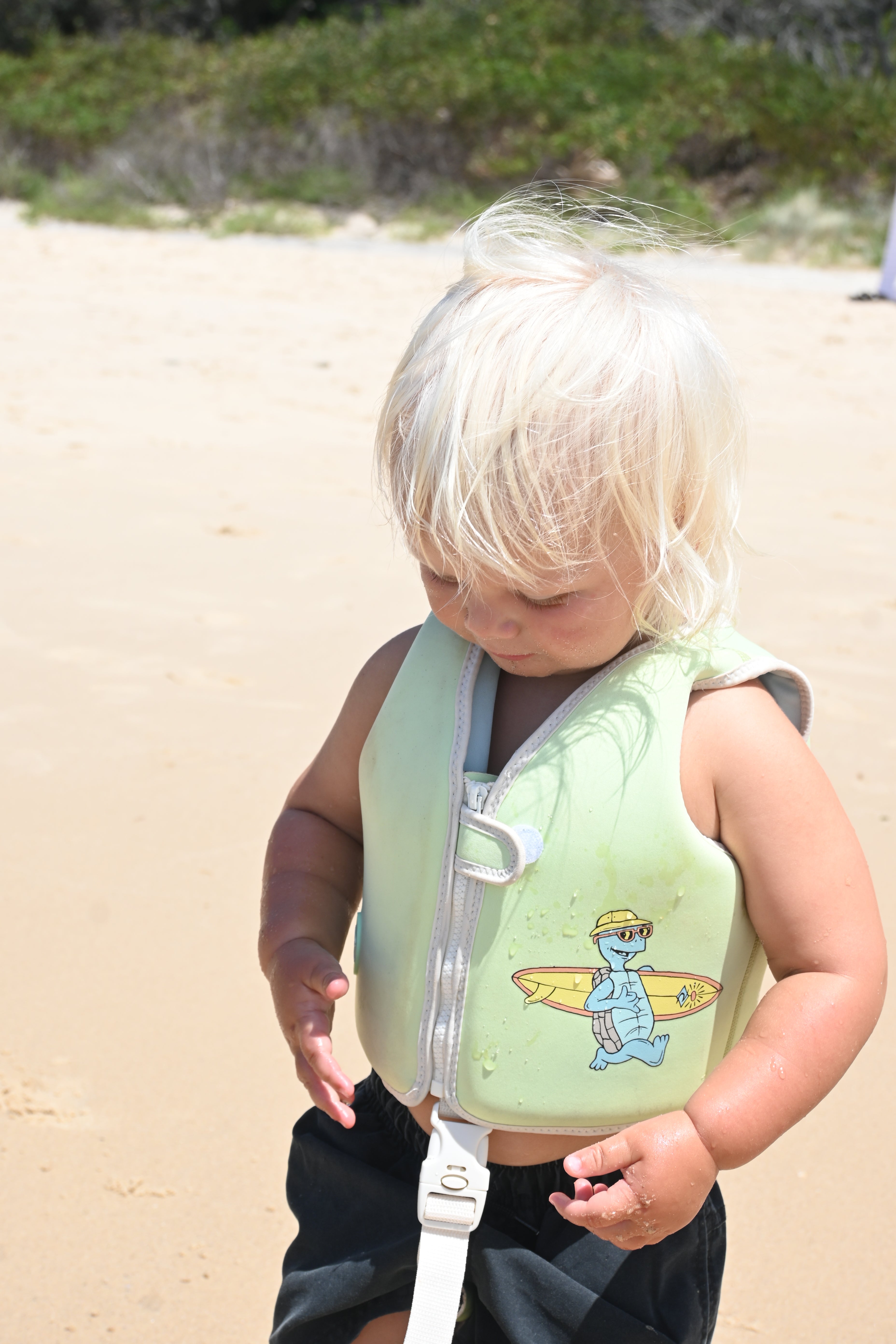 Kids Swim Vest Shred Turtle Aqua