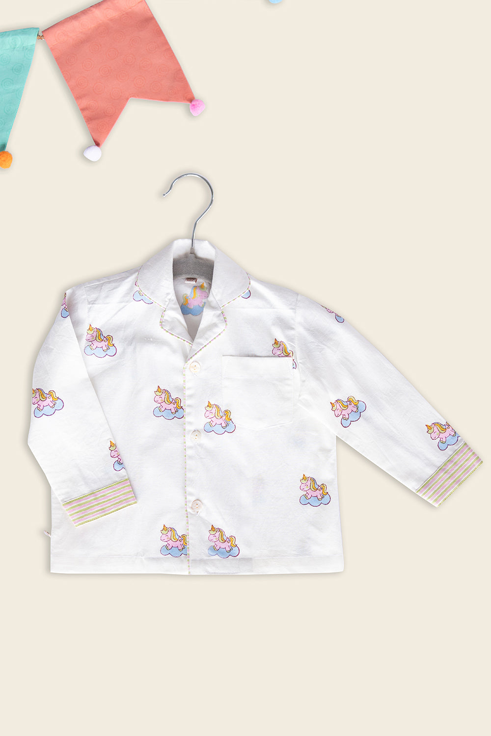 White Unicorn Kids Night Suit - Totdot