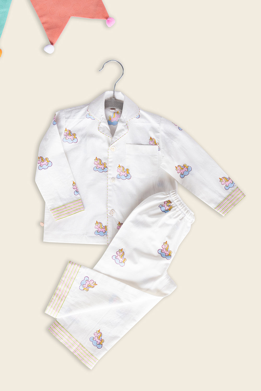 White Unicorn Kids Night Suit - Totdot