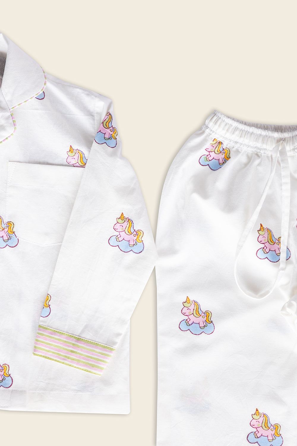 White Unicorn Kids Night Suit - Totdot