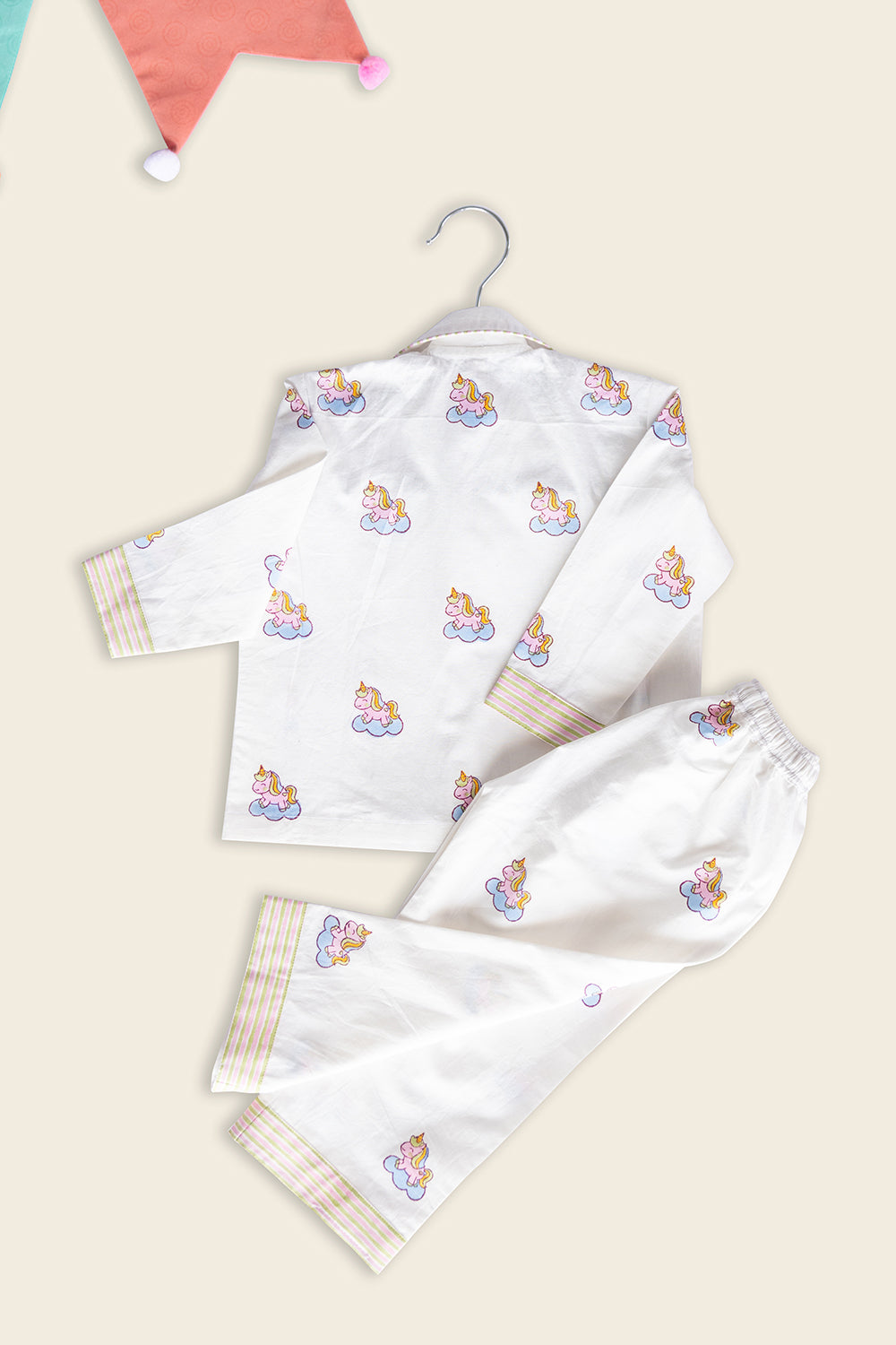 White Unicorn Kids Night Suit - Totdot