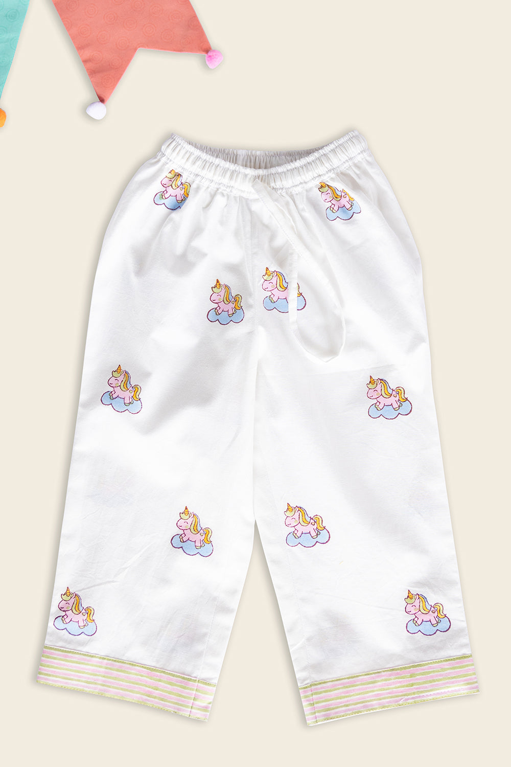 White Unicorn Kids Night Suit - Totdot