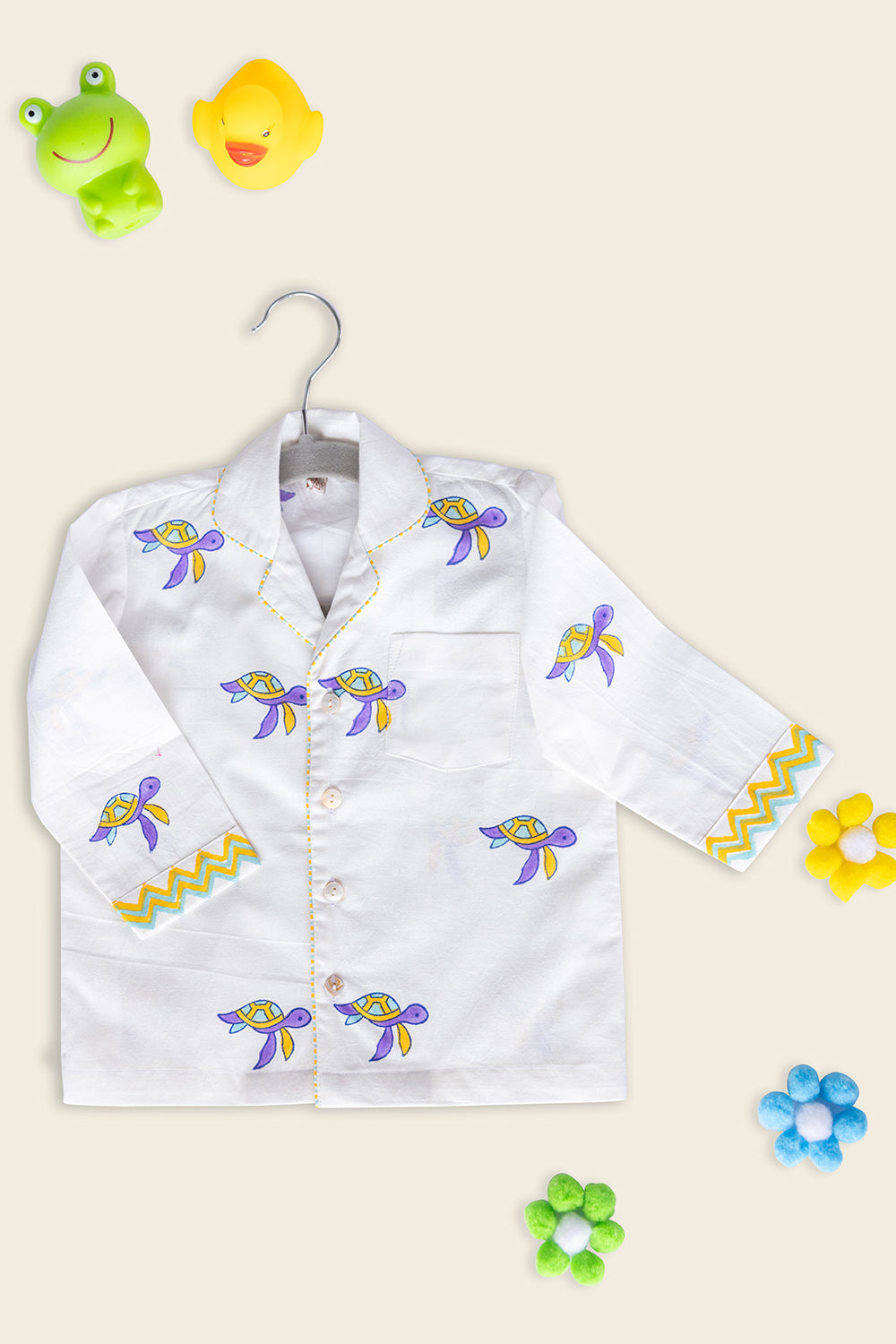 White Turtle Kids Night Suit - Totdot