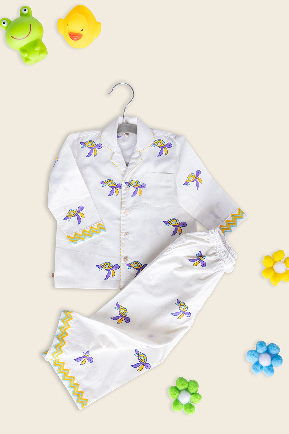 White Turtle Kids Night Suit - Totdot