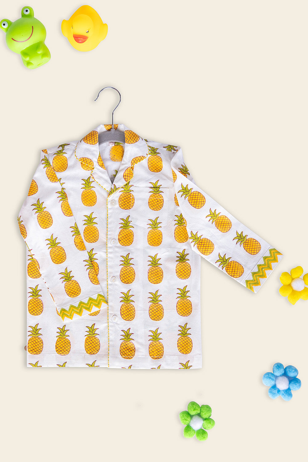 White Pineapple Kids Night Suit - Totdot