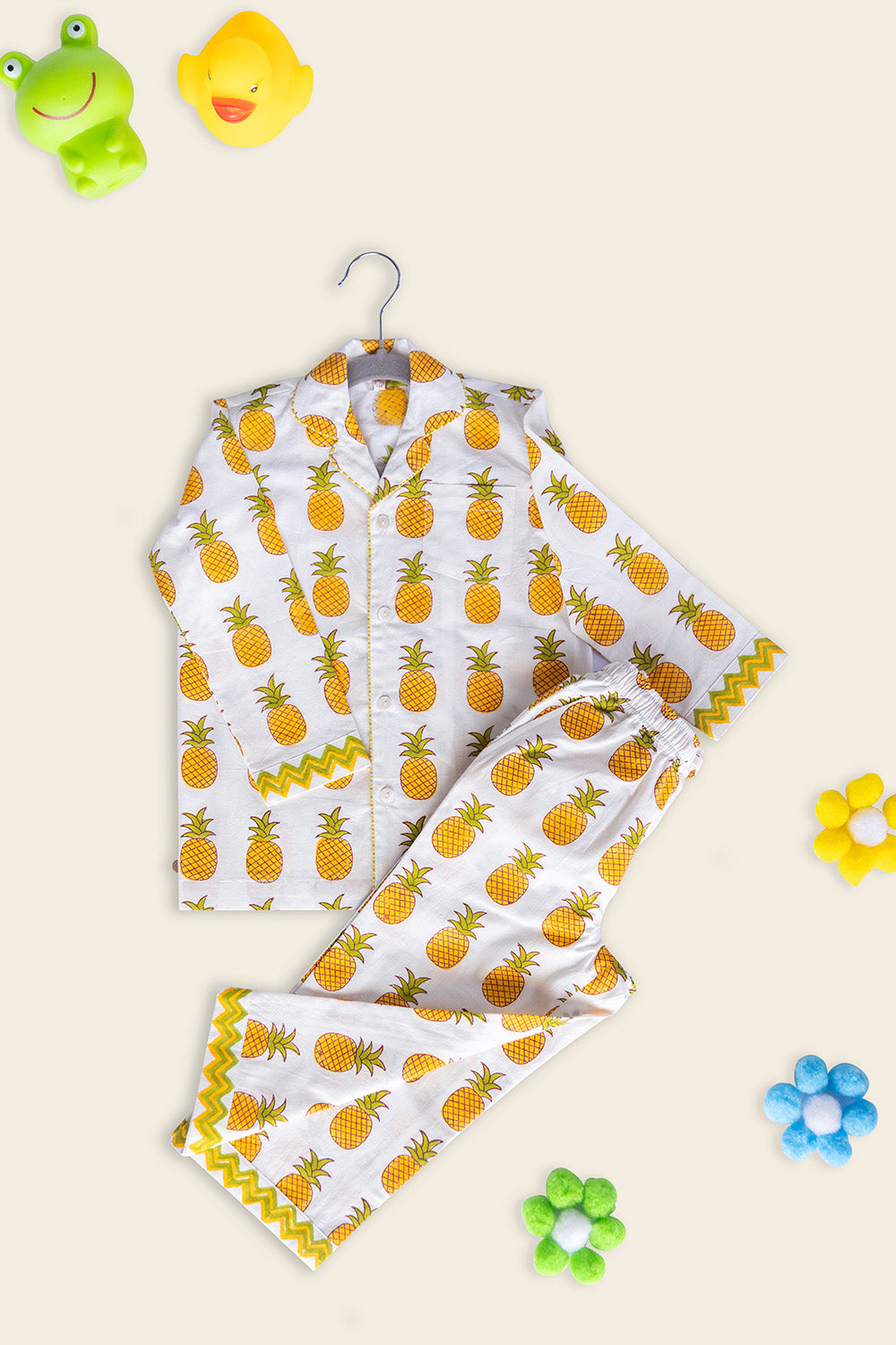 White Pineapple Kids Night Suit - Totdot