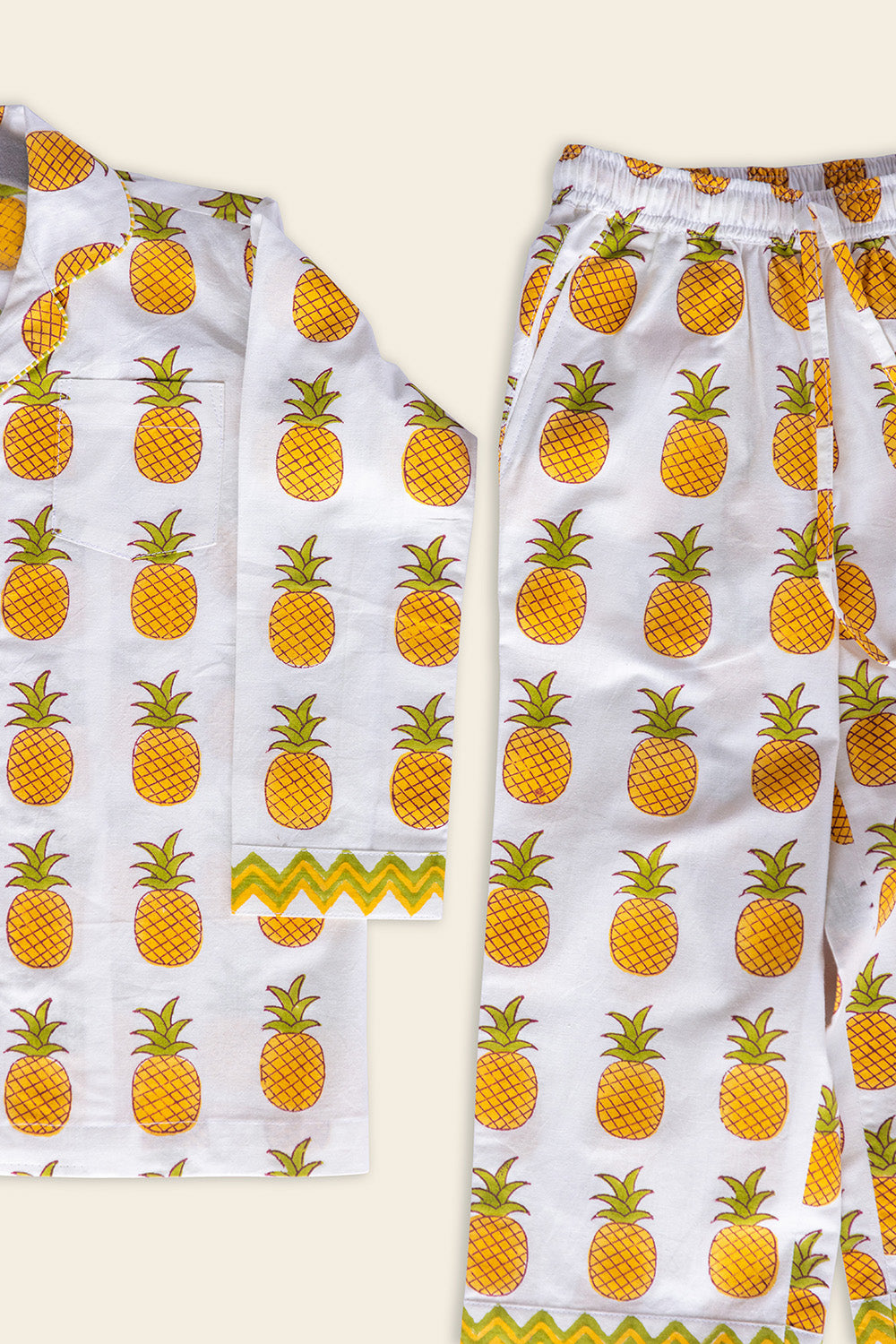 White Pineapple Kids Night Suit - Totdot