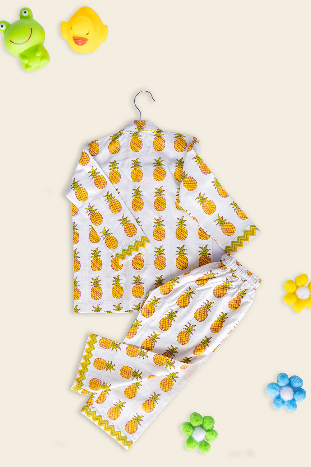 White Pineapple Kids Night Suit - Totdot