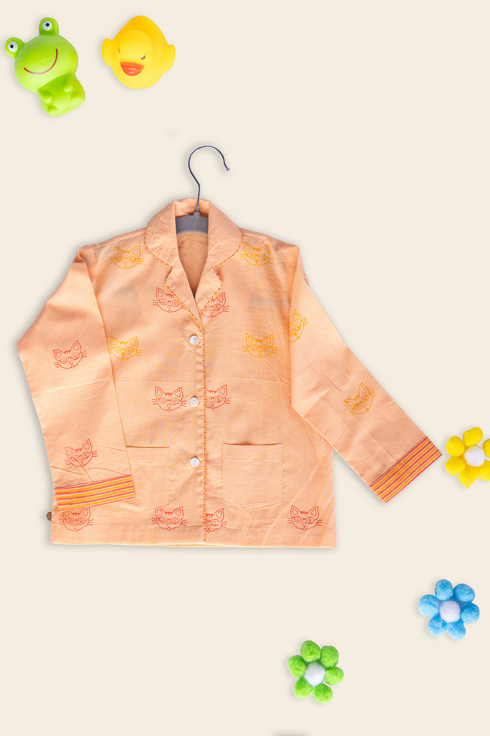 Orange Cat Kids Night Suit - Totdot