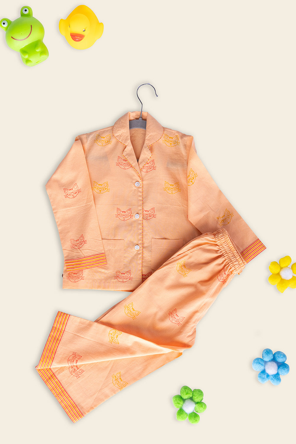 Orange Cat Kids Night Suit - Totdot