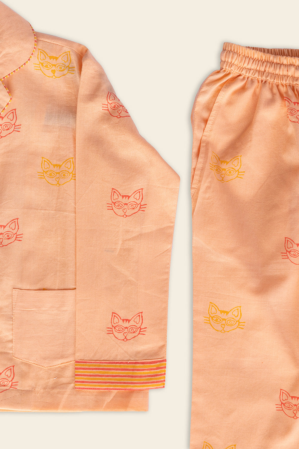 Orange Cat Kids Night Suit - Totdot