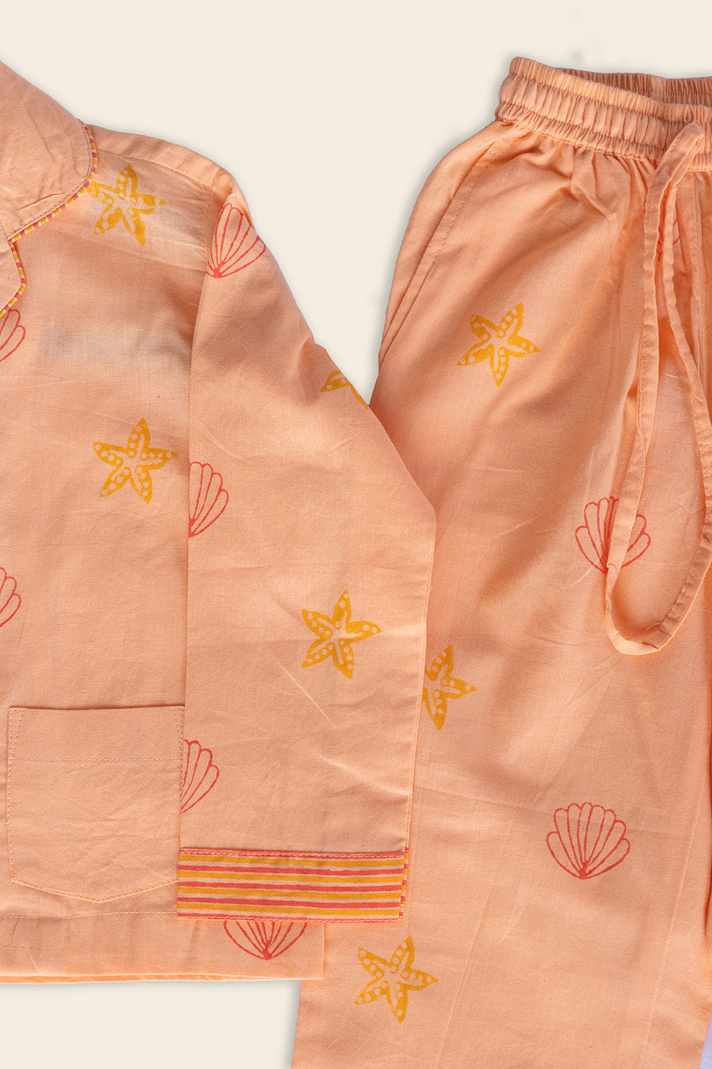 Orange Sea Shell Kids Night Suit - Totdot