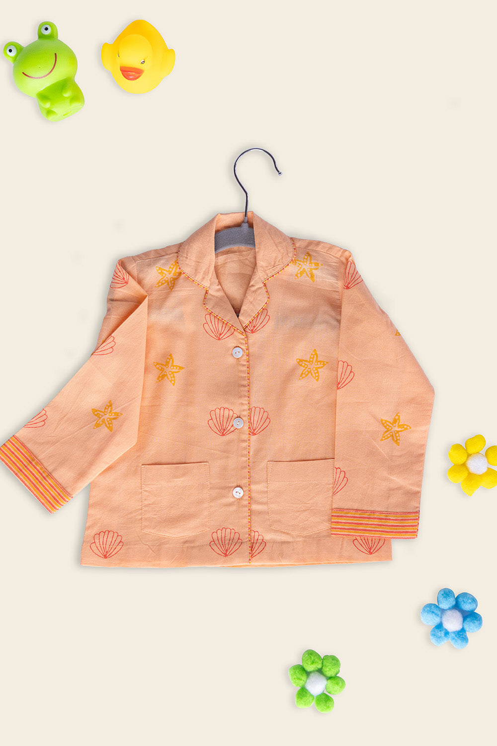 Orange Sea Shell Kids Night Suit - Totdot